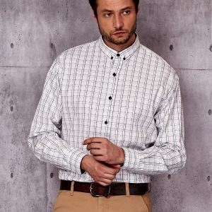 Wholesale White Plus Size Plaid Pattern Men's Shirt