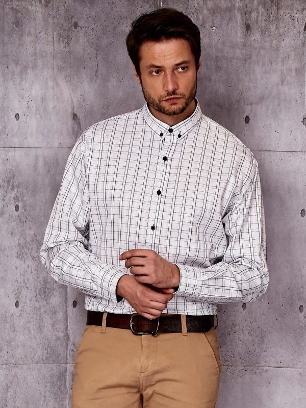 Wholesale White Plus Size Plaid Pattern Men's Shirt