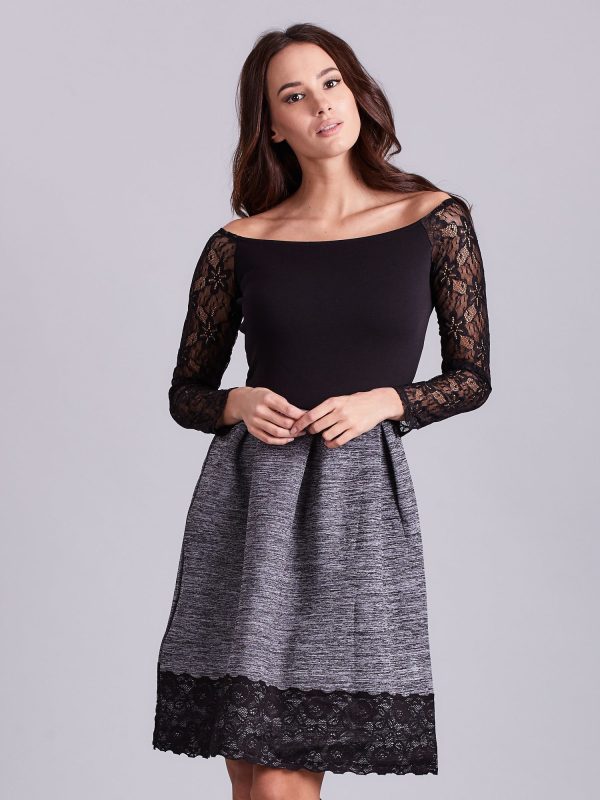 Wholesale Grey dress with lace hem