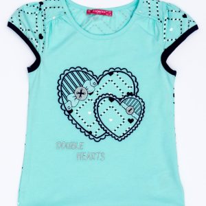 Wholesale Mint t-shirt for girl with hearts