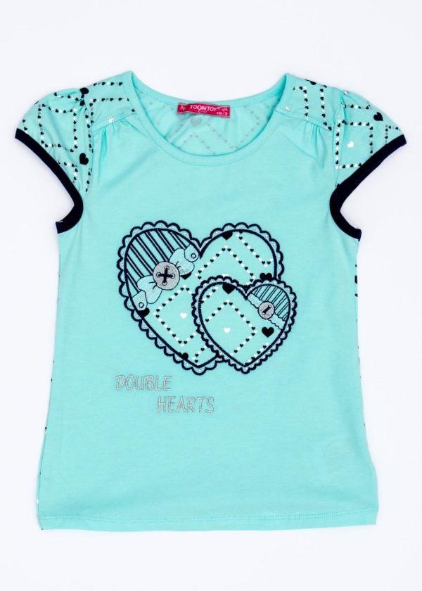 Wholesale Mint t-shirt for girl with hearts