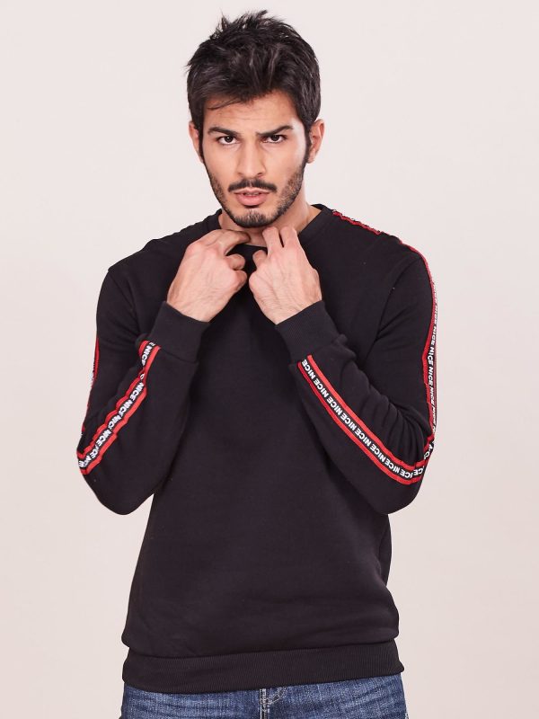 Wholesale Black sweatshirt for man with stripes