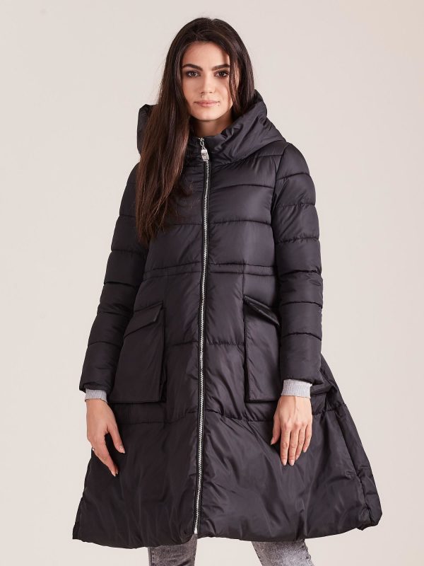 Wholesale Black asymmetrical winter jacket
