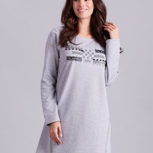 Wholesale Grey sweatshirt dress with applique