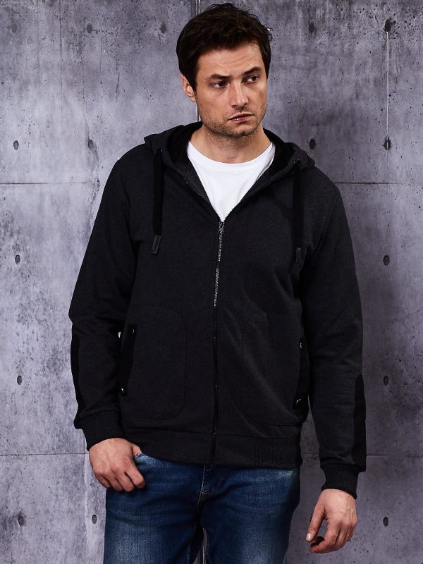 Wholesale Dark grey sweatshirt for men with pockets