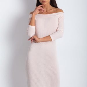 Wholesale Pale Pink Fit Off Shoulder Dress