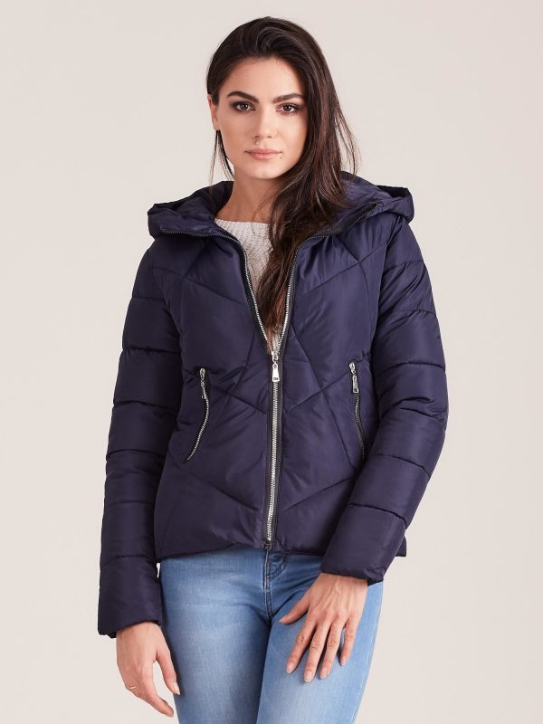 Wholesale Navy Blue Short Winter Jacket