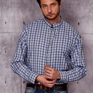 Wholesale Blue Plus Size Plaid Pattern Men's Shirt