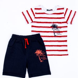 Wholesale Navy blue and white children's set with palm print