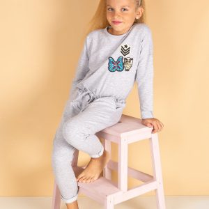 Wholesale Light gray jumpsuit for girl with stripes