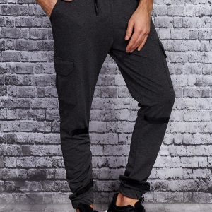 Wholesale Dark gray men's joggers with pockets