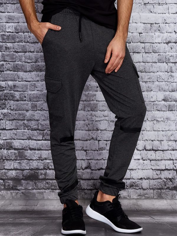 Wholesale Dark gray men's joggers with pockets