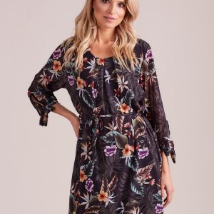 Wholesale Women's Black Floral Dress