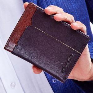 Wholesale Brown wallet for man with decorative trim