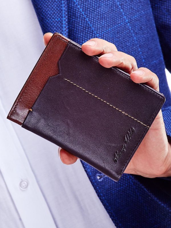 Wholesale Brown wallet for man with decorative trim