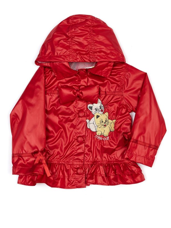 Wholesale Red Orthalion Girl Jacket with Patch and Detachable Hood