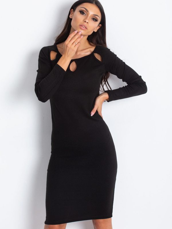 Wholesale Women's black midi dress