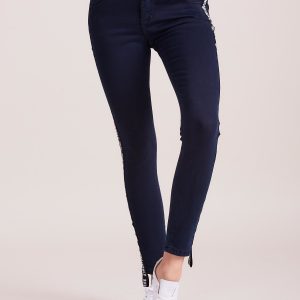 Wholesale Navy blue jeans with stripe