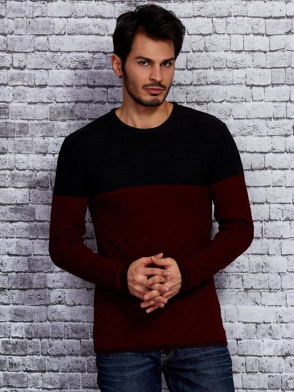 Wholesale Dark gray men's sweater with braided module