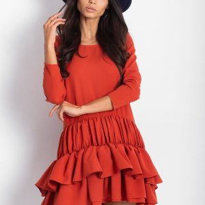 Wholesale Dress with flounces orange