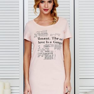 Wholesale Peach nightgown with print newspaper