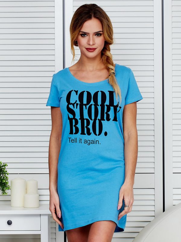 Wholesale Blue cotton dress COOL STORY BRO