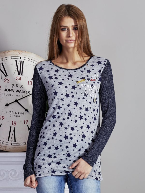 Wholesale Blouse in stars grey