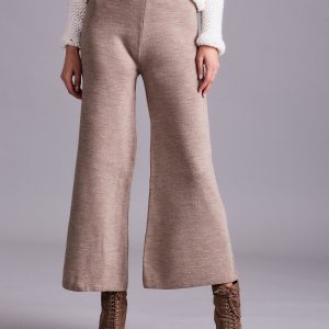 Wholesale Dark Beige Wide Knitted Pants