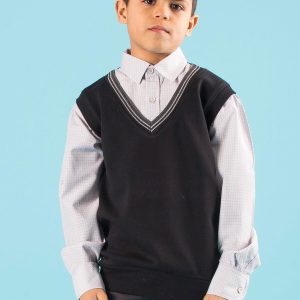 Wholesale Black and Grey Elegant Boy's Vest with Shirt