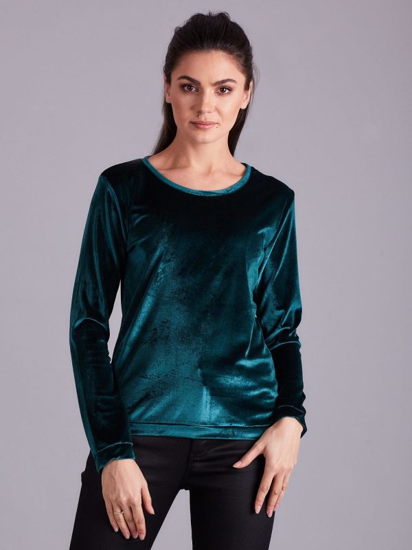 Wholesale Green velour sweatshirt for women