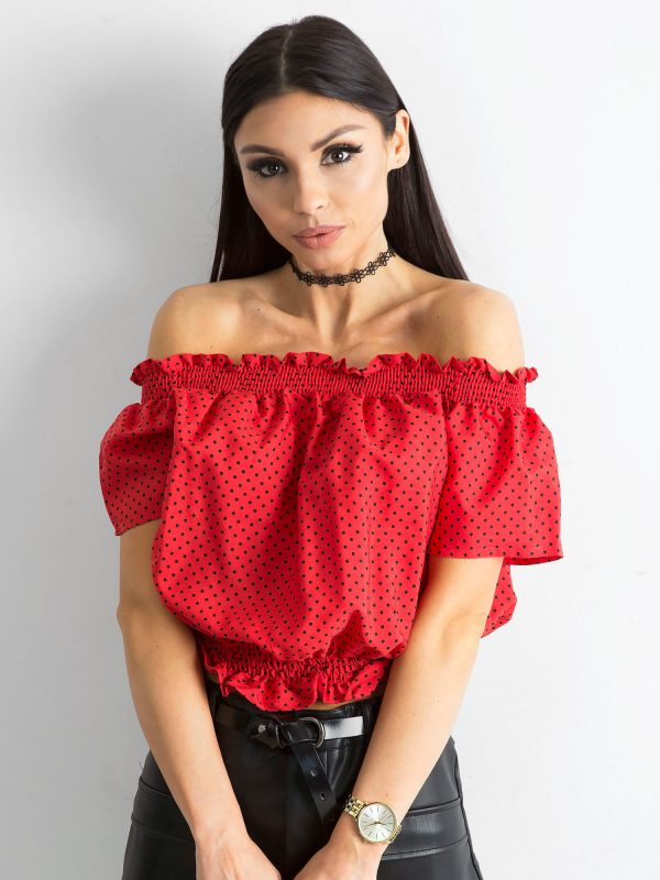 Wholesale Red spanish blouse with polka dot