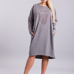 Wholesale Grey sweatshirt dress with pockets PLUS SIZE