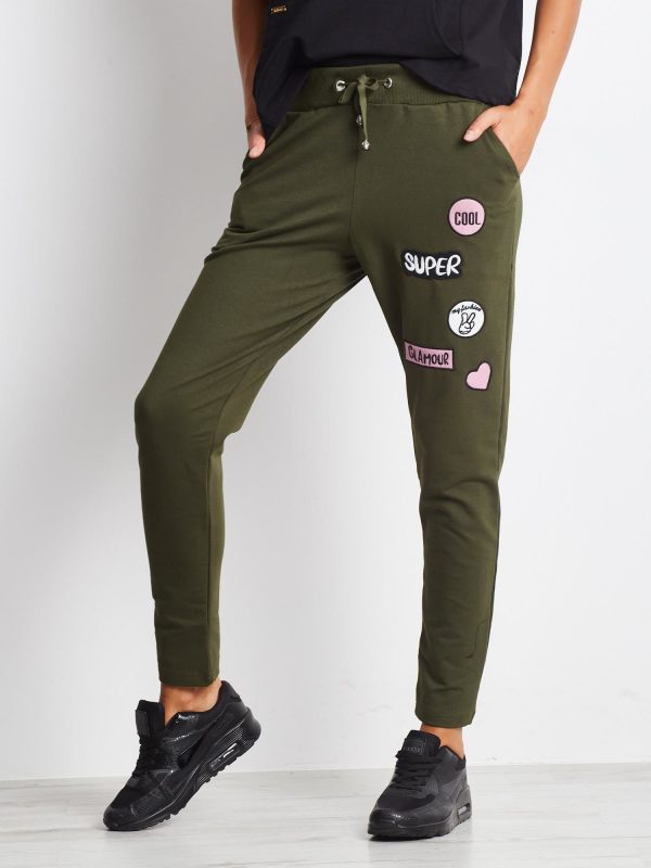 Wholesale Khaki sweatpants with stripes