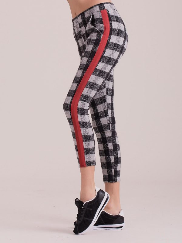 Wholesale Gray plaid trousers with colorful stripes