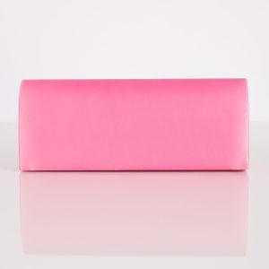 Wholesale Satin plain clutch bag with mirror dark pink