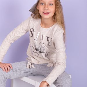 Wholesale Beige sweatshirt for girl with applique