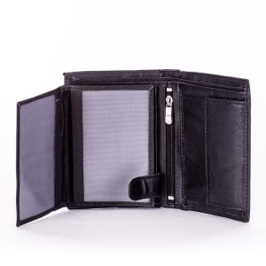 Wholesale Men's wallet black with stitching and embossing