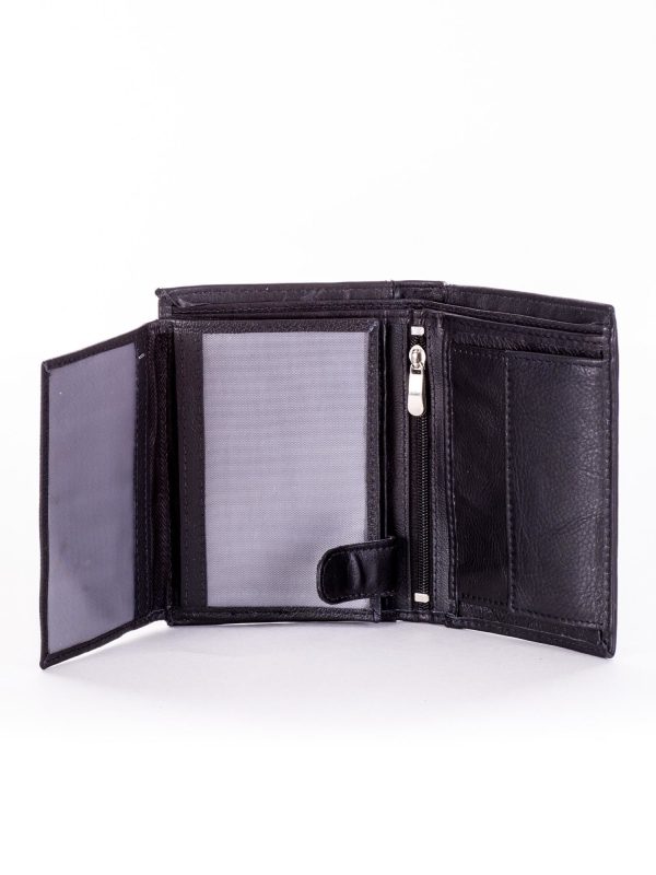 Wholesale Men's wallet black with stitching and embossing