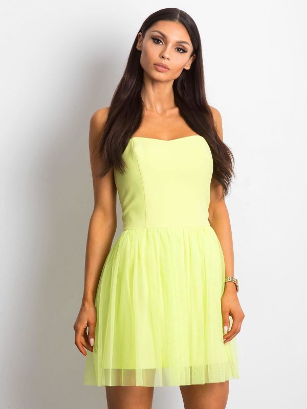 Wholesale Lime Strapless Tulle Dress