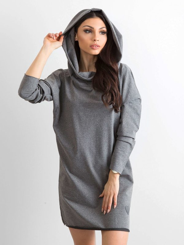 Wholesale Dark grey dress with wide collar