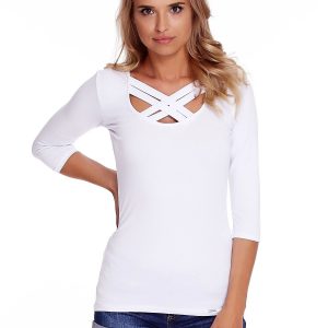 Wholesale White blouse with braided straps