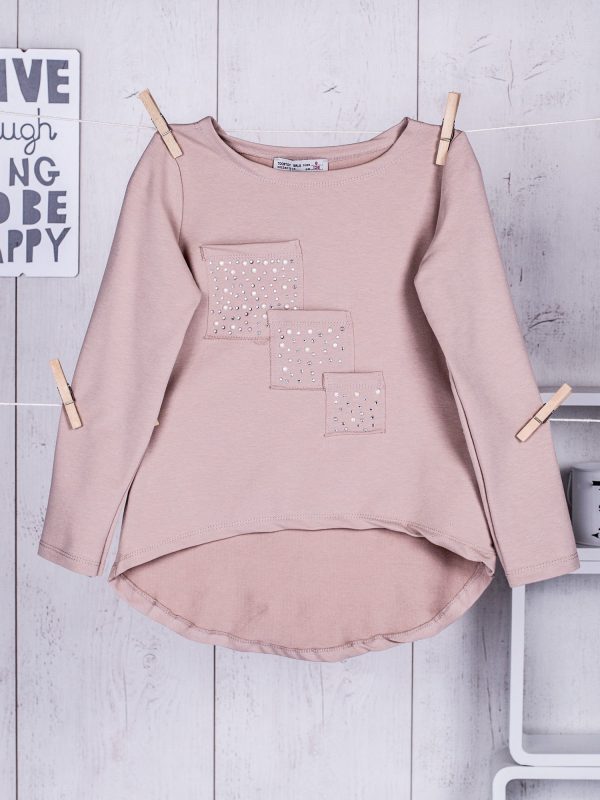 Wholesale Beige girl tunic with pockets