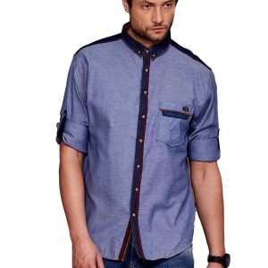 Wholesale Navy blue shirt for men in delicate pattern PLUS SIZE