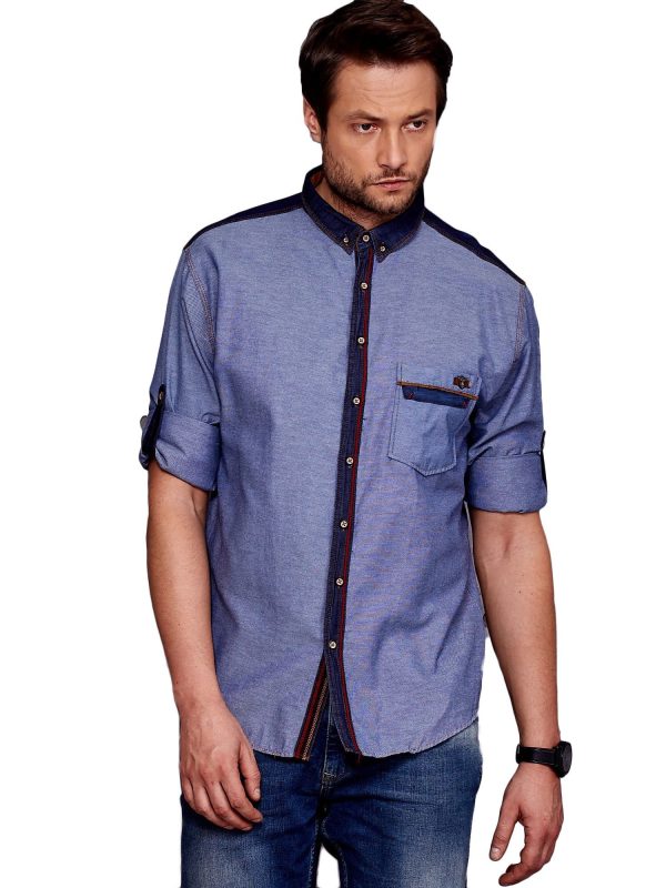 Wholesale Navy blue shirt for men in delicate pattern PLUS SIZE