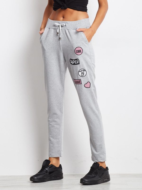 Wholesale Light grey sweatpants with stripes