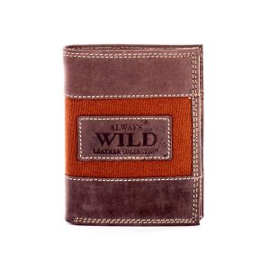 Wholesale Brown Men's Leather Wallet With Fabric Module