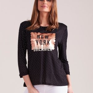 Wholesale Black polka dot blouse with applique