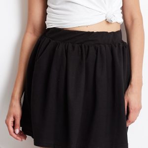 Wholesale Black flared sweatshirt skirt with pockets