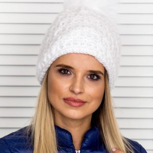 Wholesale Yarn cap with pompom and white wool