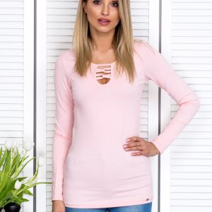 Wholesale Pink blouse with lace-up insert